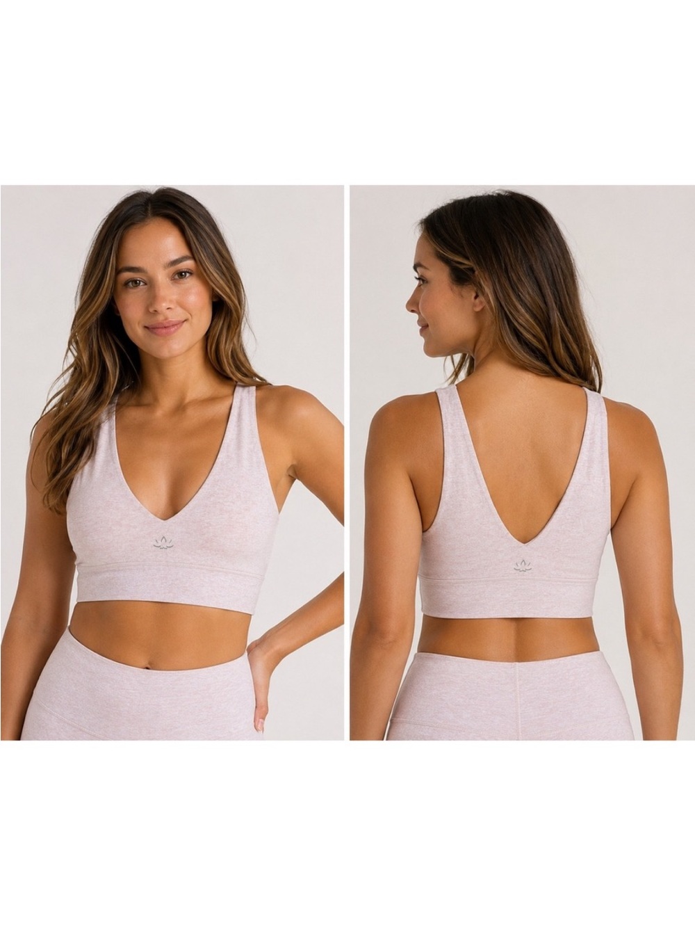 Beyond Yoga Brushed Blush Pink V-Neck Sports Bra